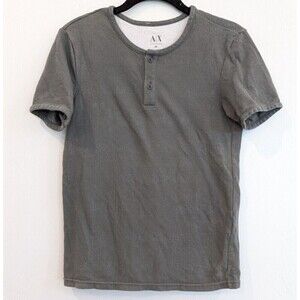 Armani Exchange Top Womens Size XS Green Logo Henley Short Sleeve Designer Shirt